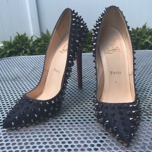Authentic Pigalle 120 denim studded Louboutins.